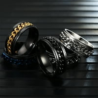 Dječaci prsten jednostavan visoki polirani nakit rotirajuće lančani prsten za prste za zabavu legura plava