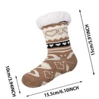 Raeneomay ženske čarape bavi se čišćenjem zadebljanih božićnih čarapa pleteni crtani elk print plišane čarape donje čarape