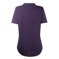 Modna ženska majica s kratkim rukavima V-izrez pune boje labave bluza velike veličine ljubičasta m