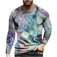 CLlios muške grafičke trake Trendy 3D tisak košulje s dugim rukavima Fitness pulover Top Novelty Crewneck