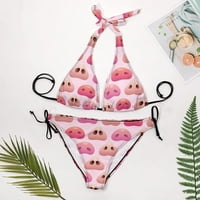 Slatke svinje nose žene Halter string triangle bikini setovi dva seksi kupaći kostimi kupaćih kostima