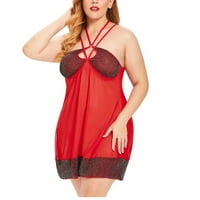 Tarmeek ženska seksi plus veličina crvena donje rublje čipkavice Halterneck pidžama seksi noćni seksi