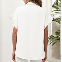 Jerdar žene ljetne vrhove modne žene ljeto kratki rukav krug pulover Solid casual bluza vrhovi bijeli