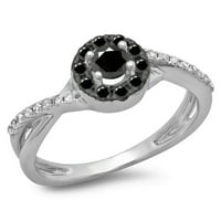 DazzlingRock kolekcija 0. Carat 10k okrugli rez crno-bijeli dijamantski halo Angažman prsten CT, bijelo