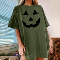 Ženski vrhovi ženske labave bluze okrugli vrat kratkih rukava Halloween Print majice The Arms Green