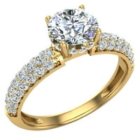 Dijamantni zaručni prsten za žene okrugli sjajan solitaire dijamantni prsten sa trio-pave trorednom