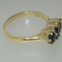 Britanska napravljena 10k žuti zlatni prirodni safirni ženski Obećani prsten - Opcije veličine - veličina