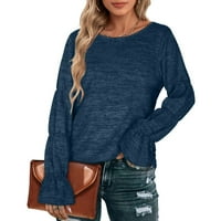 Gubotare Holiday Tops za žene Žene puloveri dugih rukava Cowl izrez Tunika majica Ležerne duksere, plavi