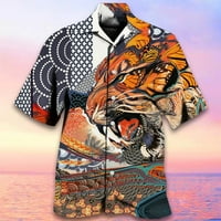 Nova muška košulja Havajska kubanska ovratnik kratki rukav mužjak odjeća žestoka tigarska majica tigara