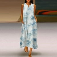 Ljetne haljine za ženske modne casual V-izrez cvjetni a-linijski haljine Srednja duljina labava ženske