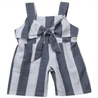 Kuriozud Baby Girl Stripe Bowknot prednja romper Halter Bodysuit