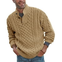 Novi džemper muški čvrsti polustruk vrat tanki džemper s dugim rukavima Khaki XXL
