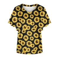 Ženska modna ležerna cvjetna print V izrez Loose Majica kratkih rukava TOP bluza Pulover Rad Henry Majica