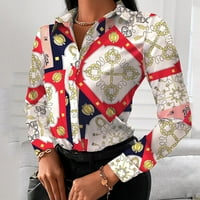 Ženska bluza Ležerne prilike dugih rukava Tuntic na vrhu lanca gumb za ispis u obliku dugih rukava majica