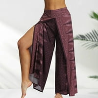 Riforla hlače za žene boemski etnički stil digitalni tisak visokog struka na otvorenom nogom široke