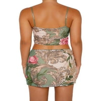 Allhope ženske ljetne suknje, vintage cvjetni print cami s malim strukom mini bodycon suknja