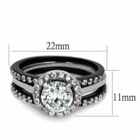 Set bračnog prstena Ženska dva tona crna od nehrđajućeg čelika vjenčani prsten mens mezel set CZ Vjenčana veća veličine W8m13