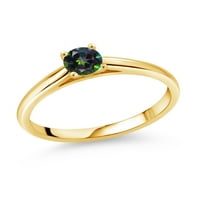 Gem Stone King 0. CT Okrugli zeleni mistik Topaz 10K žuti zlatni prsten