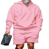 Muški duksevi Dukseri sa kapuljačom Jogger setovi dugih rukava Muška salona Dukseri + kratke hlače Sportsko staklerzore Pink XL
