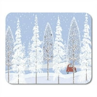 Plavi božićni zimski pejzaž sa snježnim stablima slikarstvo snježne ceste stado stane mousepad pad miš