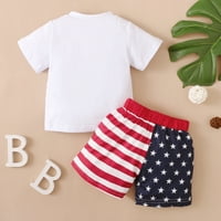 4. jula Toddler Baby Boys Odeća za sve američke kratke majice kratkih rukava za kratke hlače za kratke