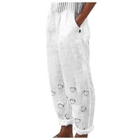 Ženske posteljine hlače Ljeto Žensko ljeto putovanje ravne džepove casual pantalone