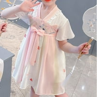 Cvjetna djevojka haljina Djevojke kratkih rukava Okrugla izrez Haljina Ljeto slatko crtane uzorak ručne