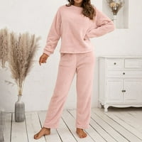 Ženski dugi topli runo Pajamas Wimming Termal Loungewear Set