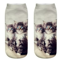 Čarape za žene 3D Novelty Crazy Funny Cat Ankel Slatka šarene crtane male rezne ženske čarape