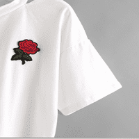 Žene ruže kratki rukav Ležerni majica V izrez prsluk bluza Gy M