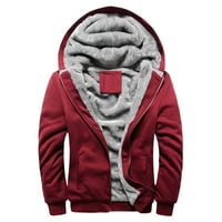 Zimski kaput muški topli villus patentna odjeća s kapuljačom s kapuljačom dugih rukava crvena 4xl