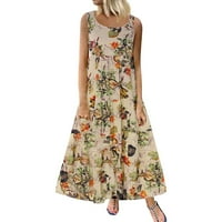 PBNBP Long Maxi haljina za žene plus veličine Strappy cvjetna posteljina bez rukava bez rukava s visokim