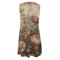 Ženska maxi haljina plus ljetne haljine za žene pogodni trendi boho cvjetni print pokrov posade za vrat