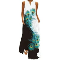 Flowy Haljine za žene Maxi prodaja Clear Cvjetni ispis Labav duga haljina s džepovima Ženska casual
