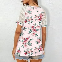 SKSLOEEg Womens Bluzes Plus veličine Mrežni vintage cvijeće tiskane vrhovne majice kratkih rukava Dressy