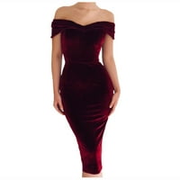 Ženska haljina modna tanka zabava jedno rame V-izrez Čvrsta boja Formalna haljina modna crvena