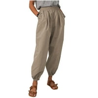 Akiigool ženske hlače Ležerne hlače za žene Ležerne prilike na plaži Labavi kapri elastični struk Ljetne