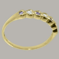 Britanci napravio 9k žuto zlatni prirodni dijamant i ametist Ženski večni prsten - Opcije veličine - veličina 6.5