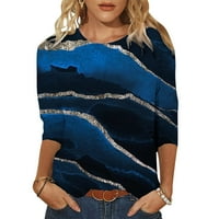 Ženske vrhove majica s dugim rukavima Labavi ležerni vrhovi prekrasne bluze za print Crewneck Thirts
