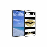 Crno-bijelo-barovi-Zlato-usne Telefon za telefon za Google Pixel 6A za žene Muškarci Pokloni, Mekani