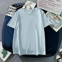 Ženski bluze Ženska seksi modna majica Ležerne prilike kratkog rukava, puni teške boje plavog XXL