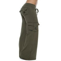 Ženski plus veličina joga pantalona sportski džepovi za trčanje tasteri hlače zeleno