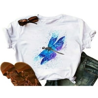 Bomotoo dame majica leptir tiskana majica kratki rukav ljetni vrhovi mekani tunički bluza za odmor Pulover