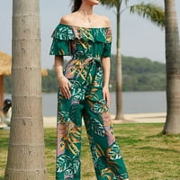 PHONESOAP ženski ljetni kratki rukav s ramena cvjetni kombinirani šampion šifon modni odmaralište za plažu Green l