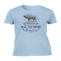 Amerika Prekrasna glacier Nacionalni park Elk Vintage grafička majica