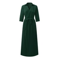Ljetne haljine za žensko tijelo duge tanko zamotaju modni rezanje V-izrez Boja ženske haljine
