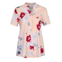 Qcmgmg ženska ljubičasta majica dolje ljeto labava fit vrhova casual kratkih rukava cvjetni t košulje