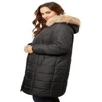 Roaman's Women's Plus Veličina sredine jakna na duljinu sa zimskim kaputom kapuljača