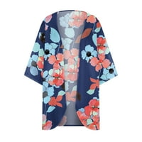 Virmaxy prevelizirani kardigani za žene cvjetni print puff rukav kimono kardigan labav šifon pokrov