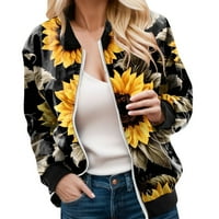 Sngxgn ženski zip up y2k duksev jakna košulja jakna toplo zagrade ženske jakne, žute, veličine 2xl